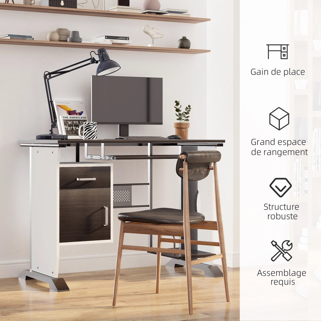 Scrivania per computer ¨C zephmum ¨C 100x52x75 cm marrone nero bianco