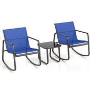 Set di mobili da giardino 3 pezzi 72 x 61 x 80 cm movimento oscillante comfort ergonomico design contemporaneo metallo blu 20_0013432