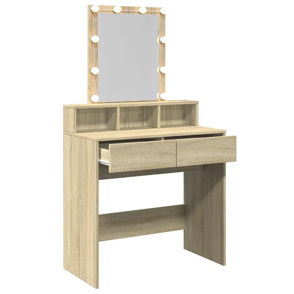 vidaXL Toeletta con LED Rovere Sonoma 80x41x144,5 cm