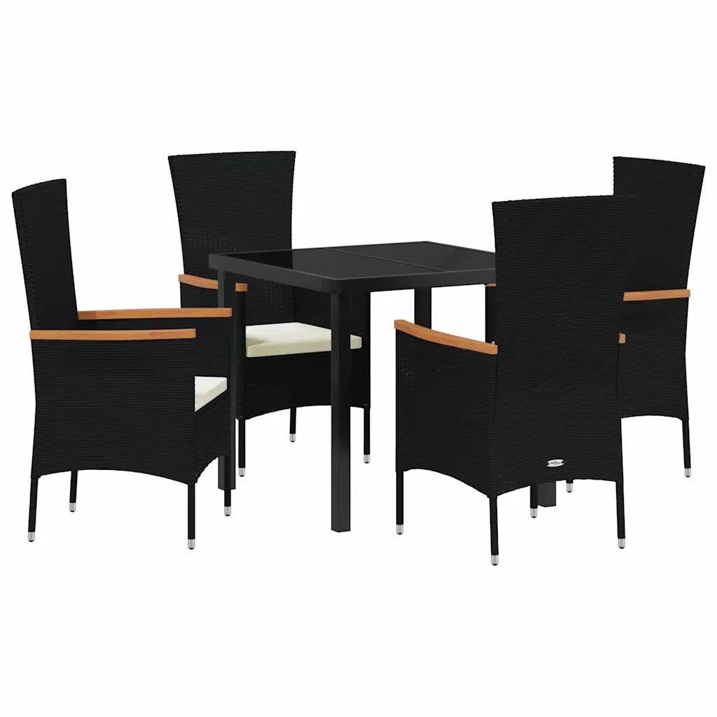 Set da Pranzo per Giardino con cuscino 5 pcs Nero
