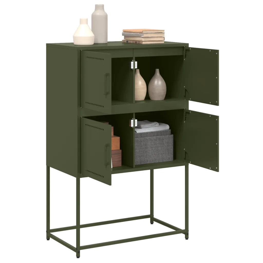 Credenza-Buffet-Armadio da cucina Verde Oliva 68,5x38,5x107 cm in Acciaio 206607