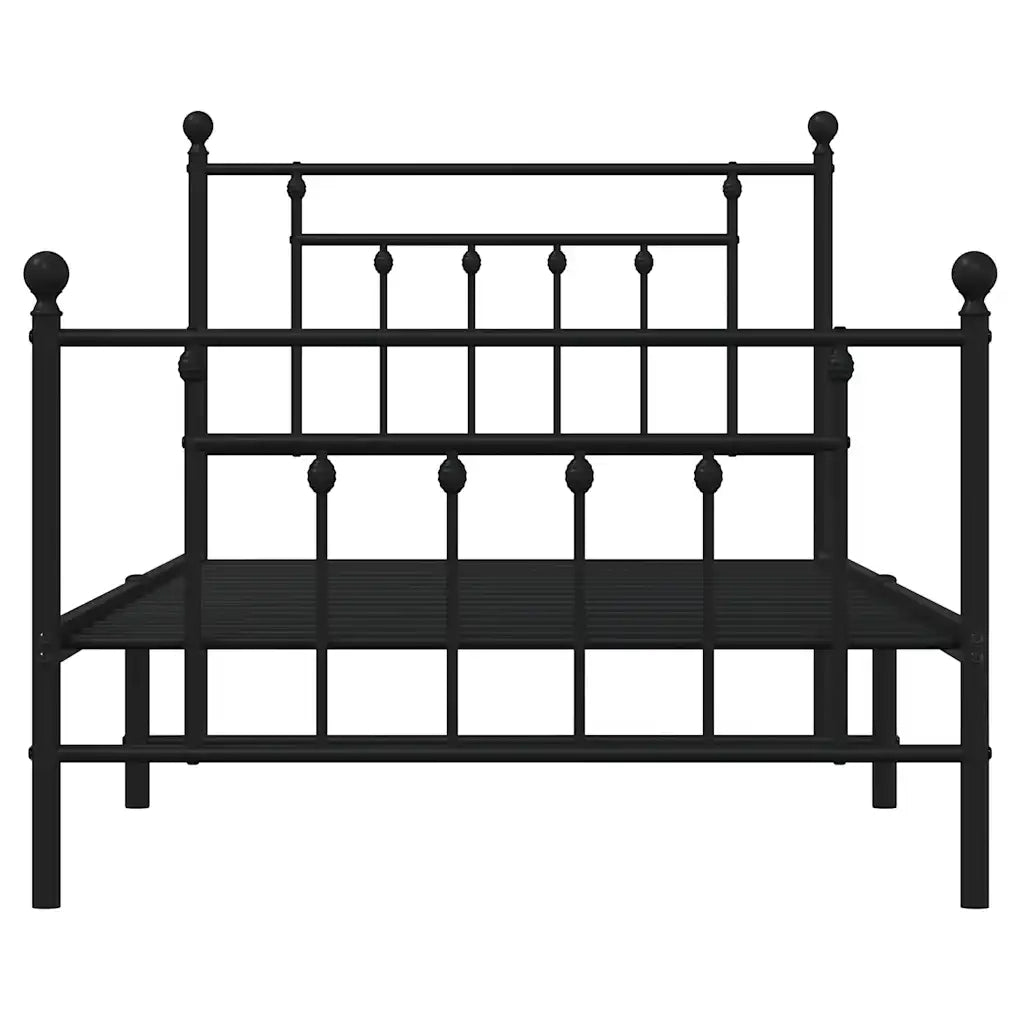 Letto singolo | Letto per adulti | Giroletto con Testiera e Pediera Metallo Nero 100x190 cm