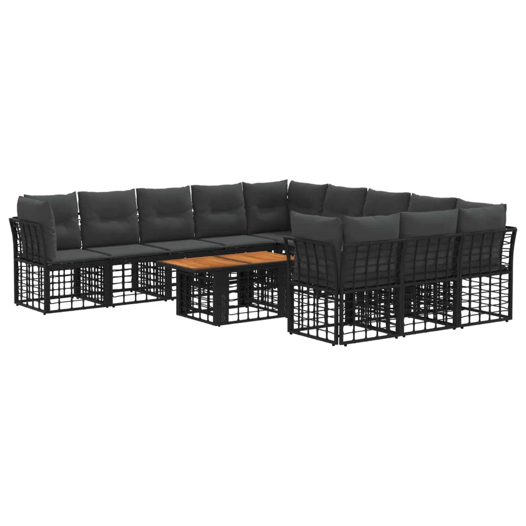 Set Divano da Giardino 12 pz Nero e Grigio scuro polyrattan 3437919