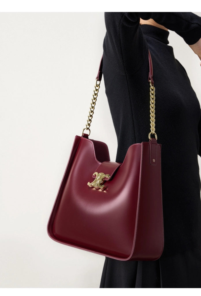 Borsa a tracolla da donna in vera pelle, colore rosso