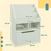 Libreria per bambini verde con cassetto e vani aperti 60 x 29,9 x 90 cm