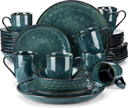 Set di servizio verde 32 pezzi - con ciotola - servizio da tavola in ceramica - set da tavola elegante - verde
