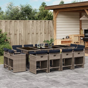 Set da pranzo da giardino da 13 pz con Cuscini in Polyrattan Grigio 3277992
