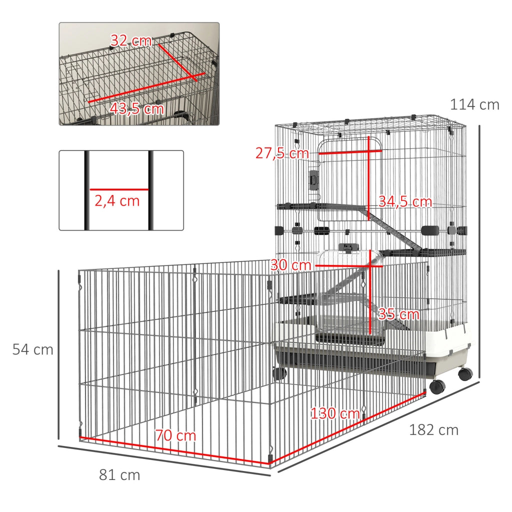 Gabbia per piccoli animali con 3 piani e 3 rampe ¨C zephmum ¨C metallo e PP nero