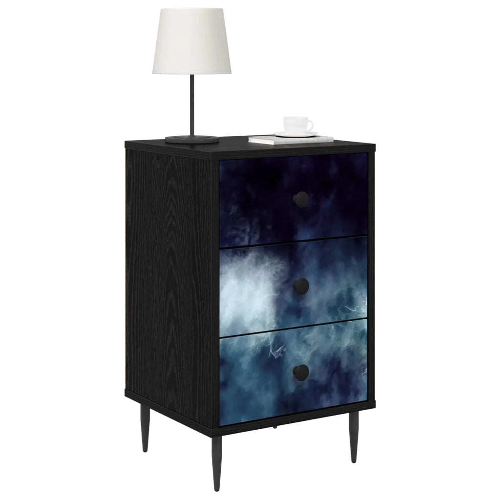 Armadio da Notte RAALTE 2 pz Rovere Nero 36 x 33 x 61 cm 8007316