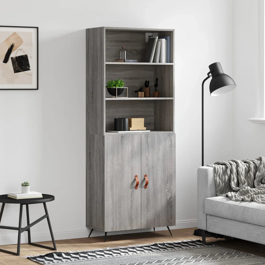 Credenza Grigio Sonoma 69,5x34x180 cm in Legno Multistrato 3189227