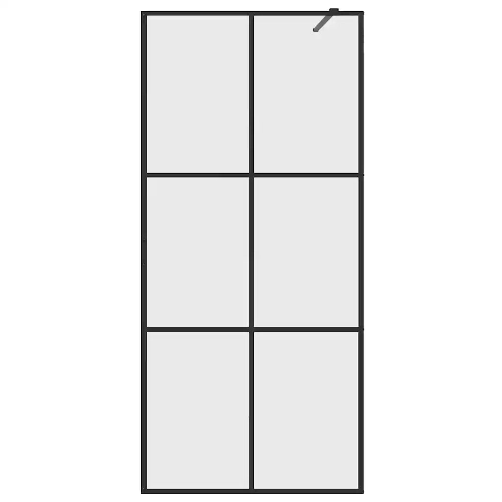 Parete Doccia Walk-in in Vetro Trasparente ESG Nera 80x195 cm cod mxl 48378
