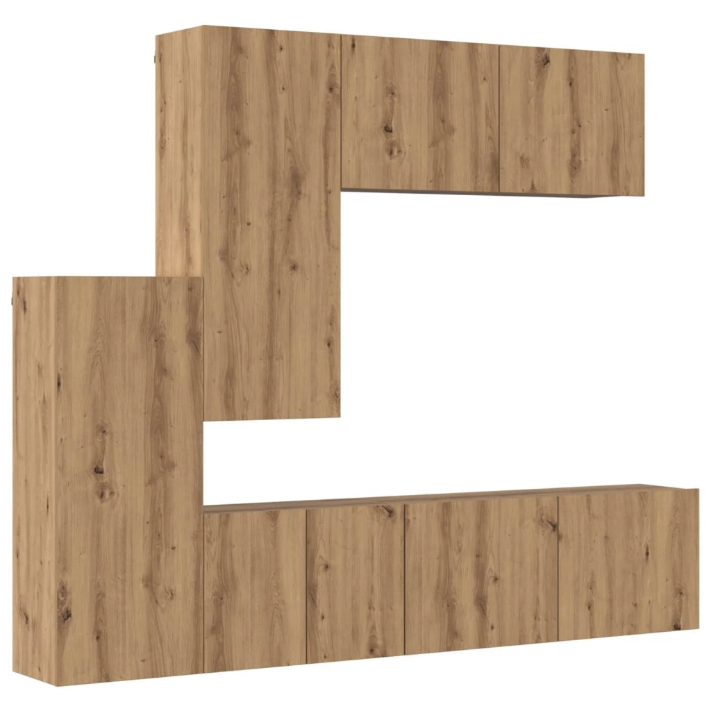 Unità TV da Parete 5 pz Rovere artigianale Legno ingegnerizzato 3402777