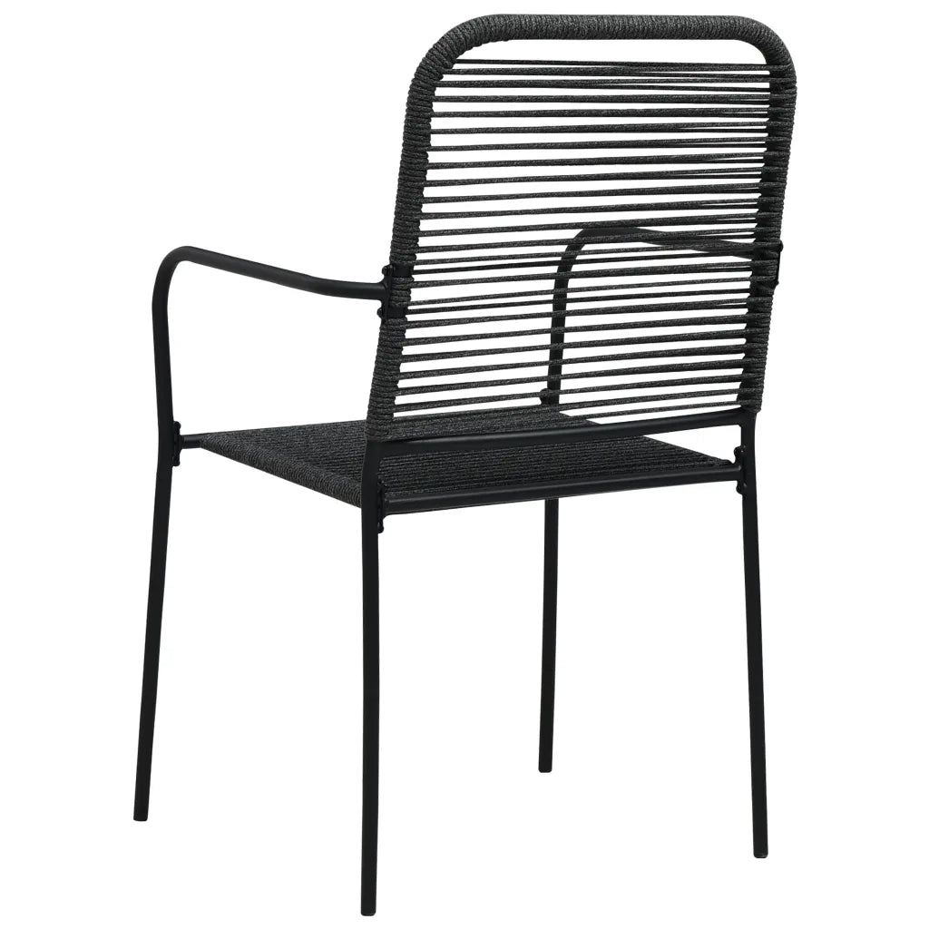Set da Pranzo da Esterni 7 pz in Corda di Cotone e Acciaio Nero 3058278