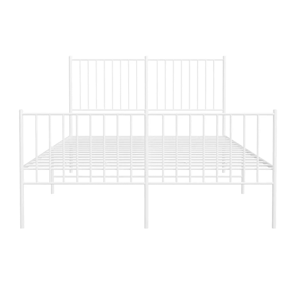 Giroletto con Testiera e Pediera-Struttura Letto Metallo Bianco 140x190 cm 459491