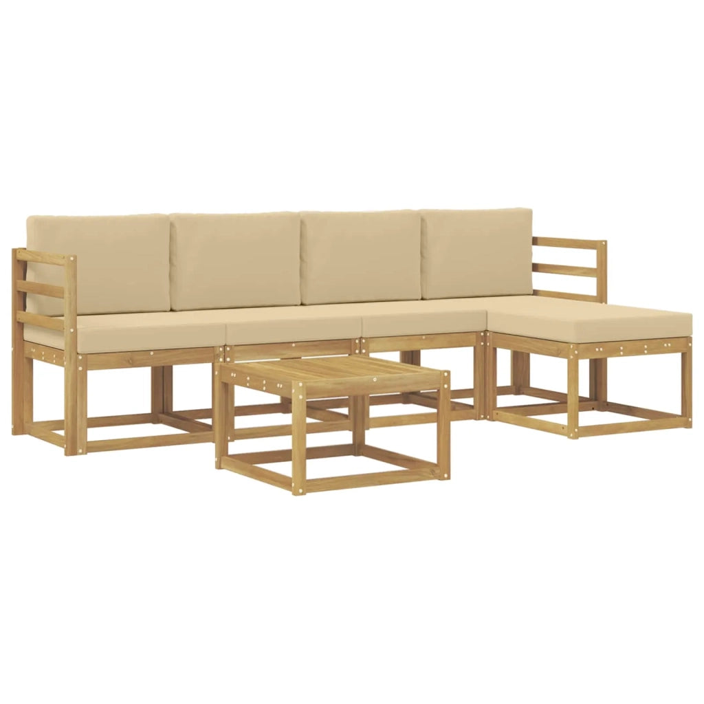 Set di divani da esterno 6 pz Bianco e Beige 3387512