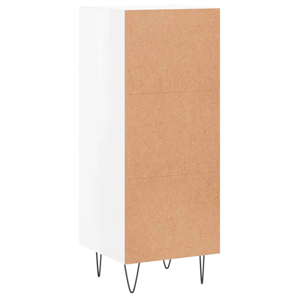 Buffet credenza cassettiera mobiletto mobile contenitore organizer per cucina soggiorno finitura lucida 34,5 x 34 x 90 cm legno ingegnerizzato bianco 02_0030619