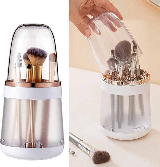 Organizzatore tricompito per trucco contenitore multifunzionale per pulizia e asciugatura di pennelli da trucco cassetti per display su tavolo di lavoro e tavolo da trucco