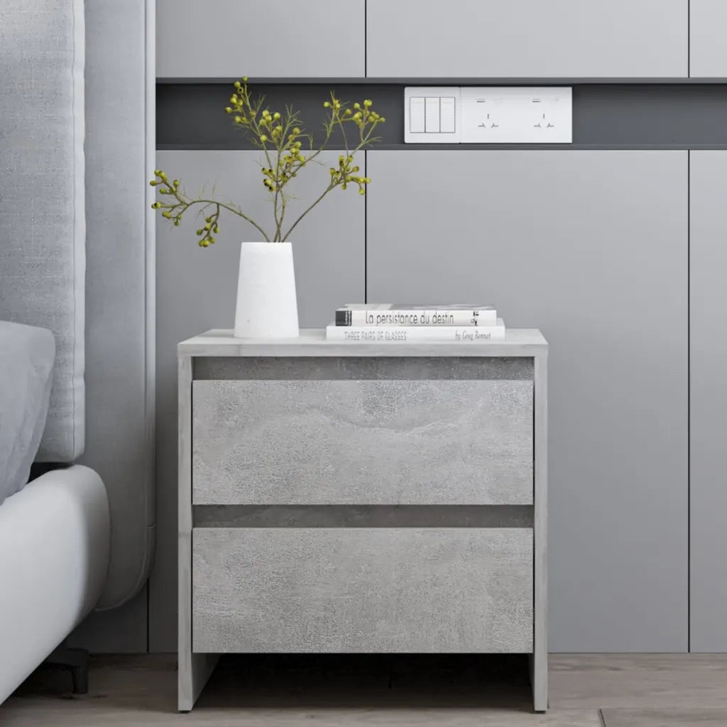 Comodino | Armadio da Notte | Mobiletto da notte Grigio Cemento 45x34,5x44,5 cm in Truciolato