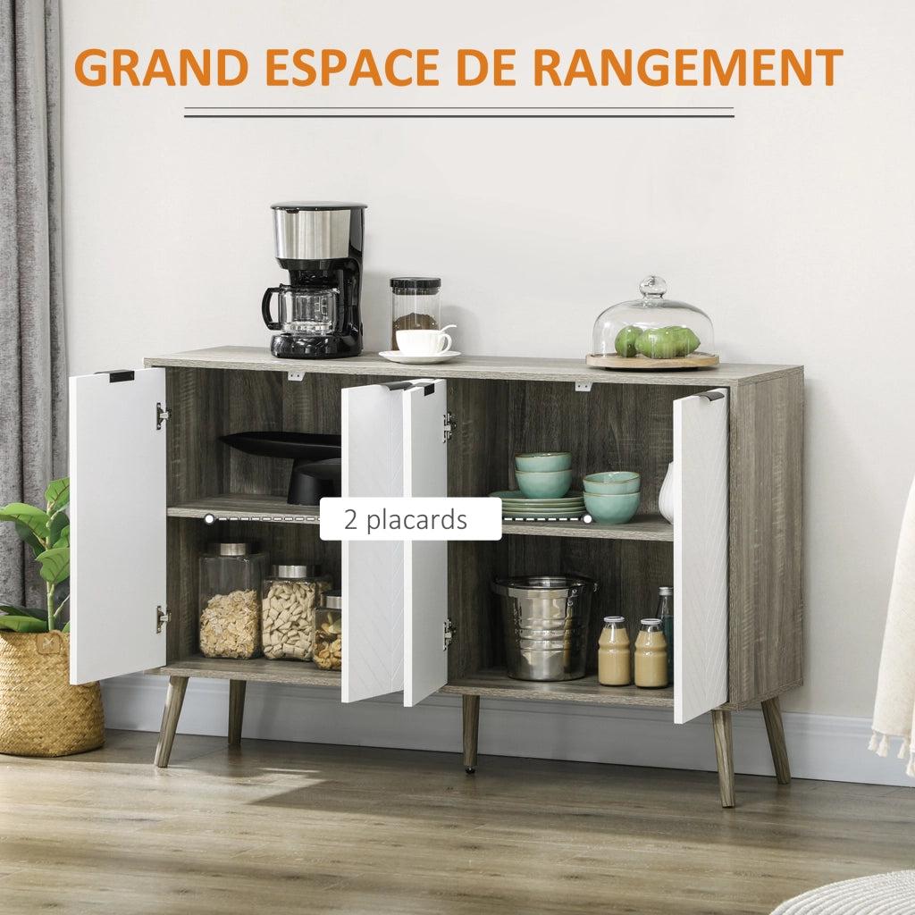Credenza Buffet 4 Ante ¨C Xylo ¨C Bianco e Grigio 120x35x77cm