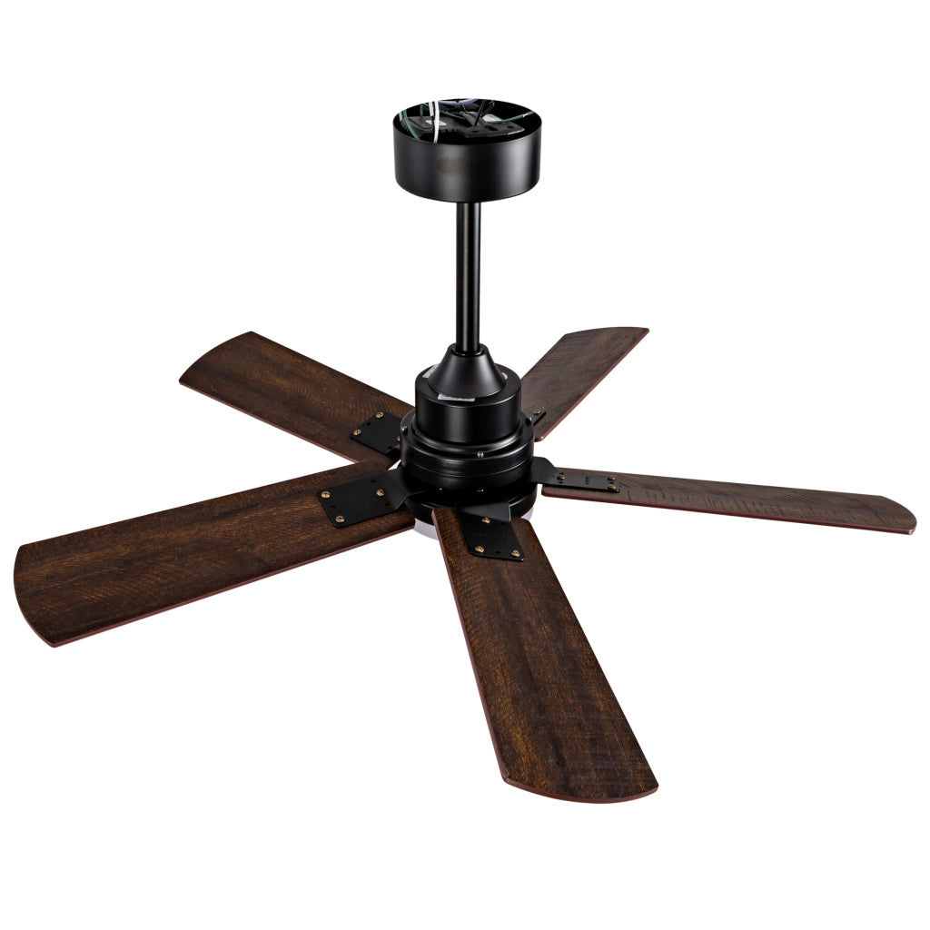 Ventilatore da soffitto nero da 42 pollici con luce LED dimmerabile, 6 velocità, timer e pale reversibili
