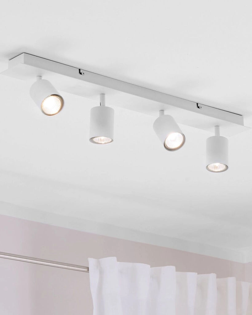 lampadario in Metallo Bianco 4 Tonalità Luci Orientabili Design Industriale Moderno Colore Opaco