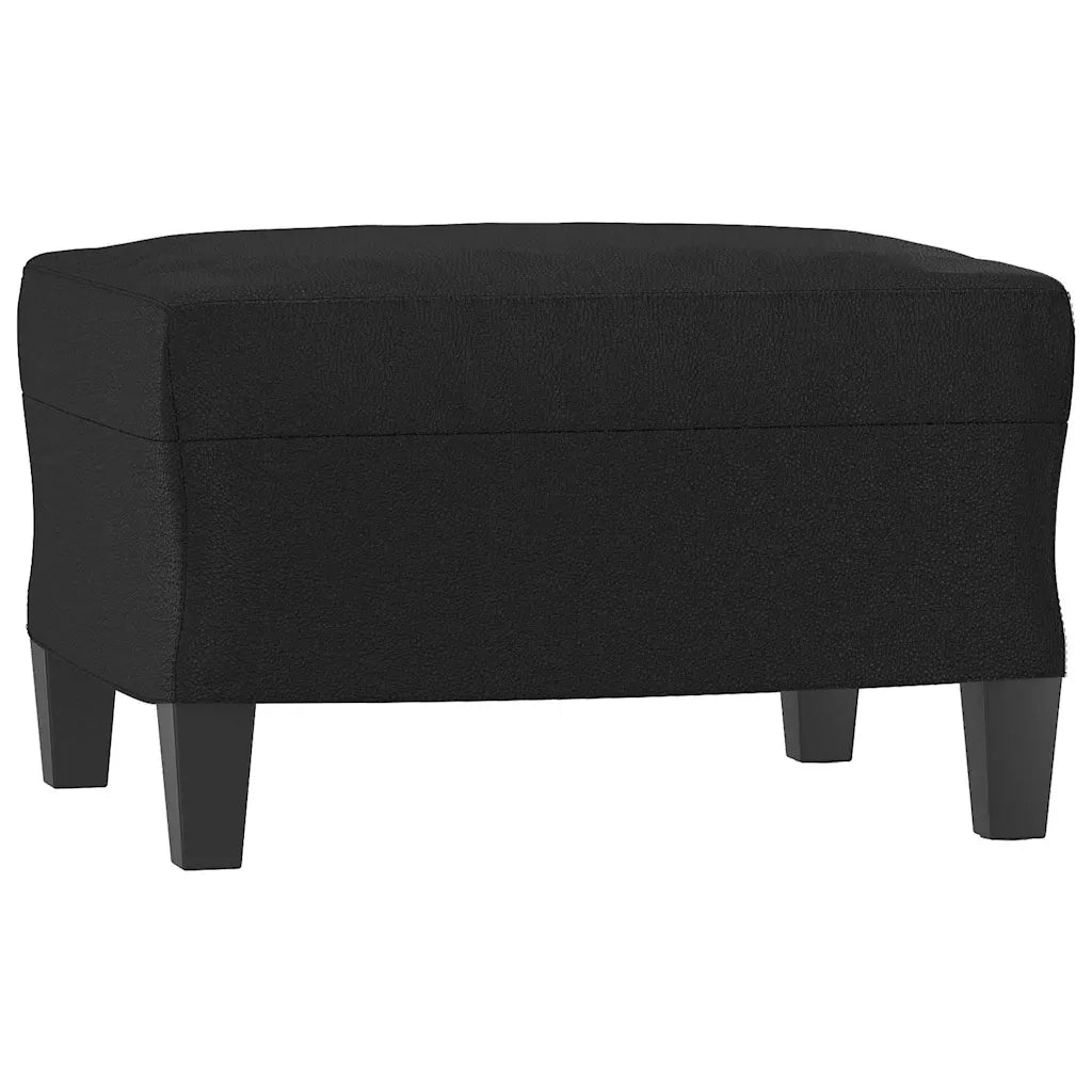 Divano | Divano da soggiorno | Sofa a 3 Posti con Poggiapiedi Nero 180 cm in Similpelle