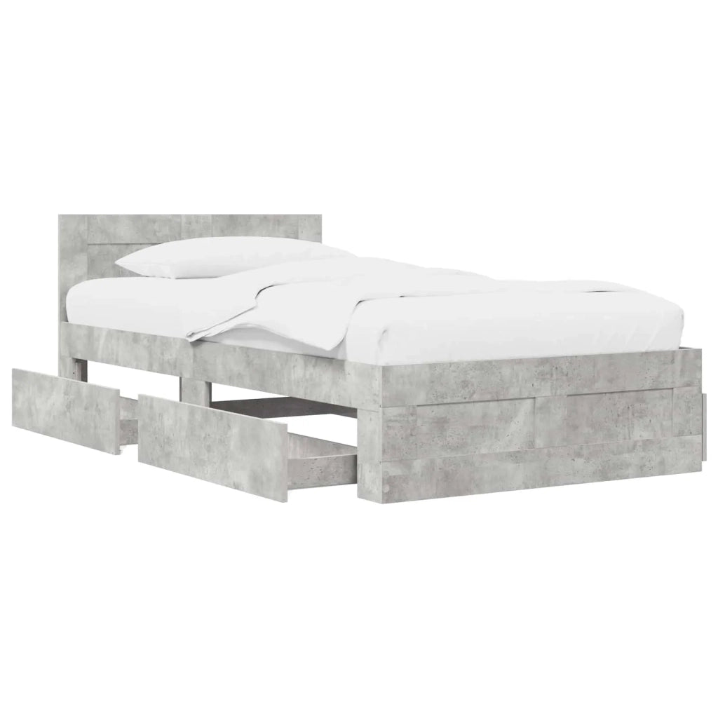 Struttura del letto 2 pz Grigio Cemento Legno ingegnerizzato 3429682