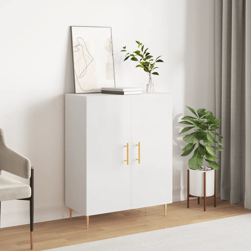 Credenza | Madia | Buffet da pranzo | Armadio da pranzo 69,5x34x90 cm in Legno Multistrato Bianco Lucido