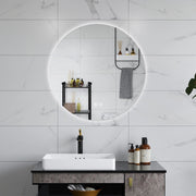 AICA Specchio da bagno 80 x 80 cm, 3 colori, antiappannamento, dimmerabile, interruttore touch, Funzione Memoria