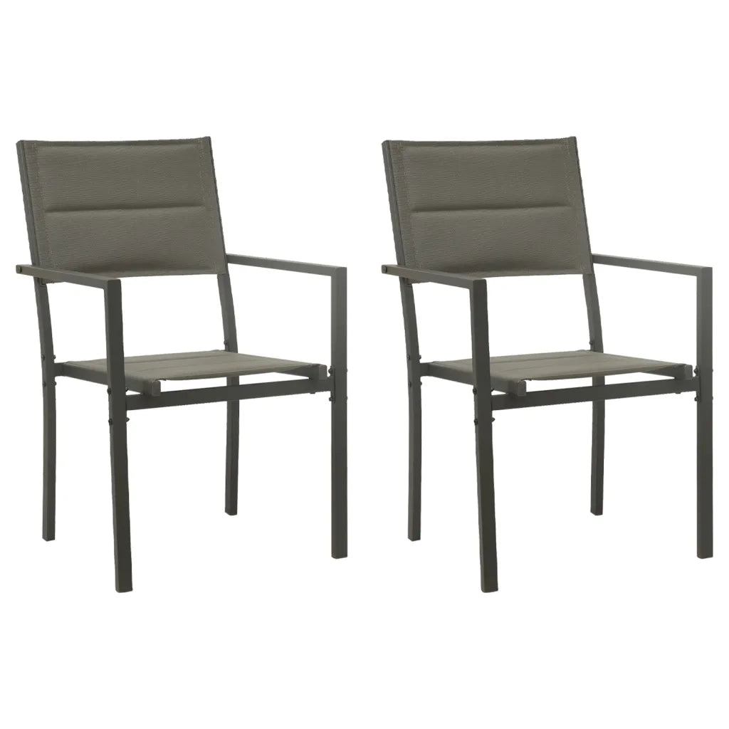 Sedie da Giardino 2 pz Textilene e Acciaio Grigio e Antracite cod mxl 23166