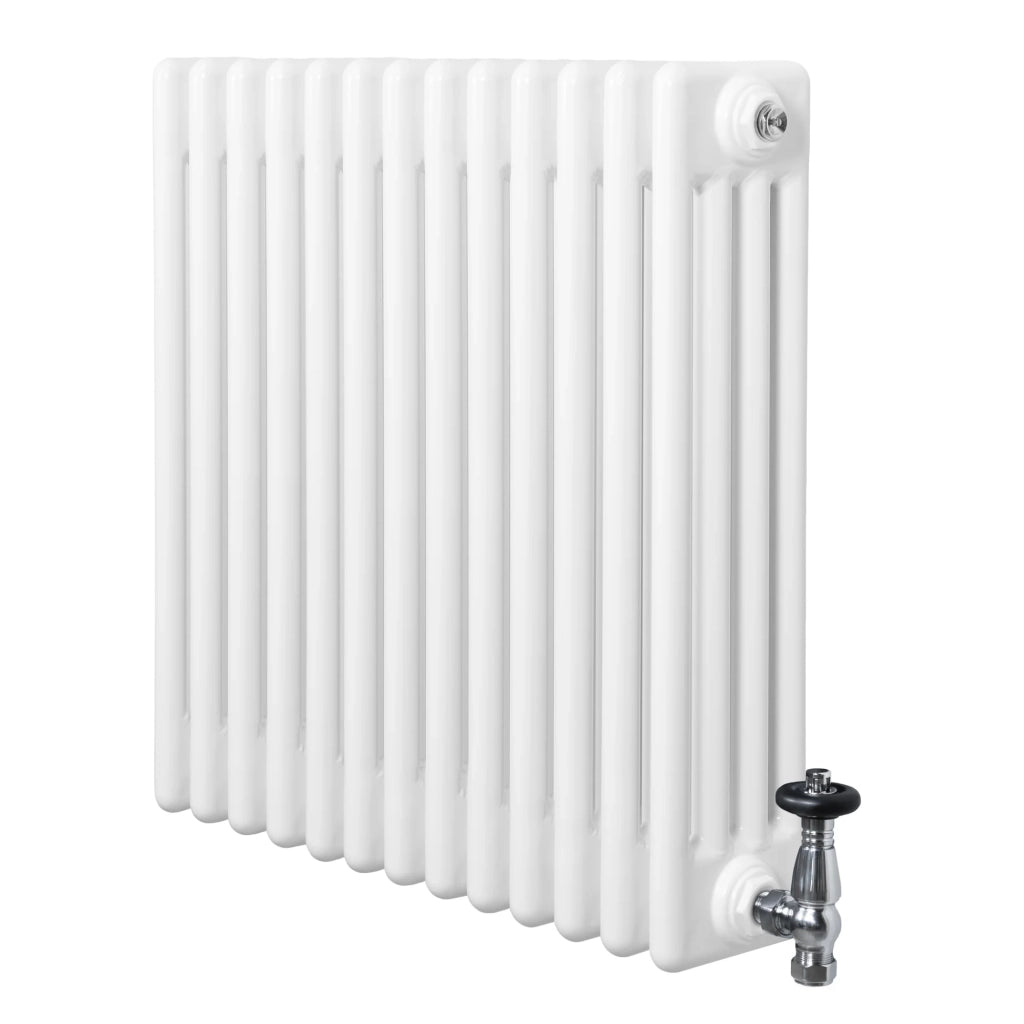 Radiatore Tradizionale 4 Colonne Orizzontale Bianco & Valvole 600 x 605 mm