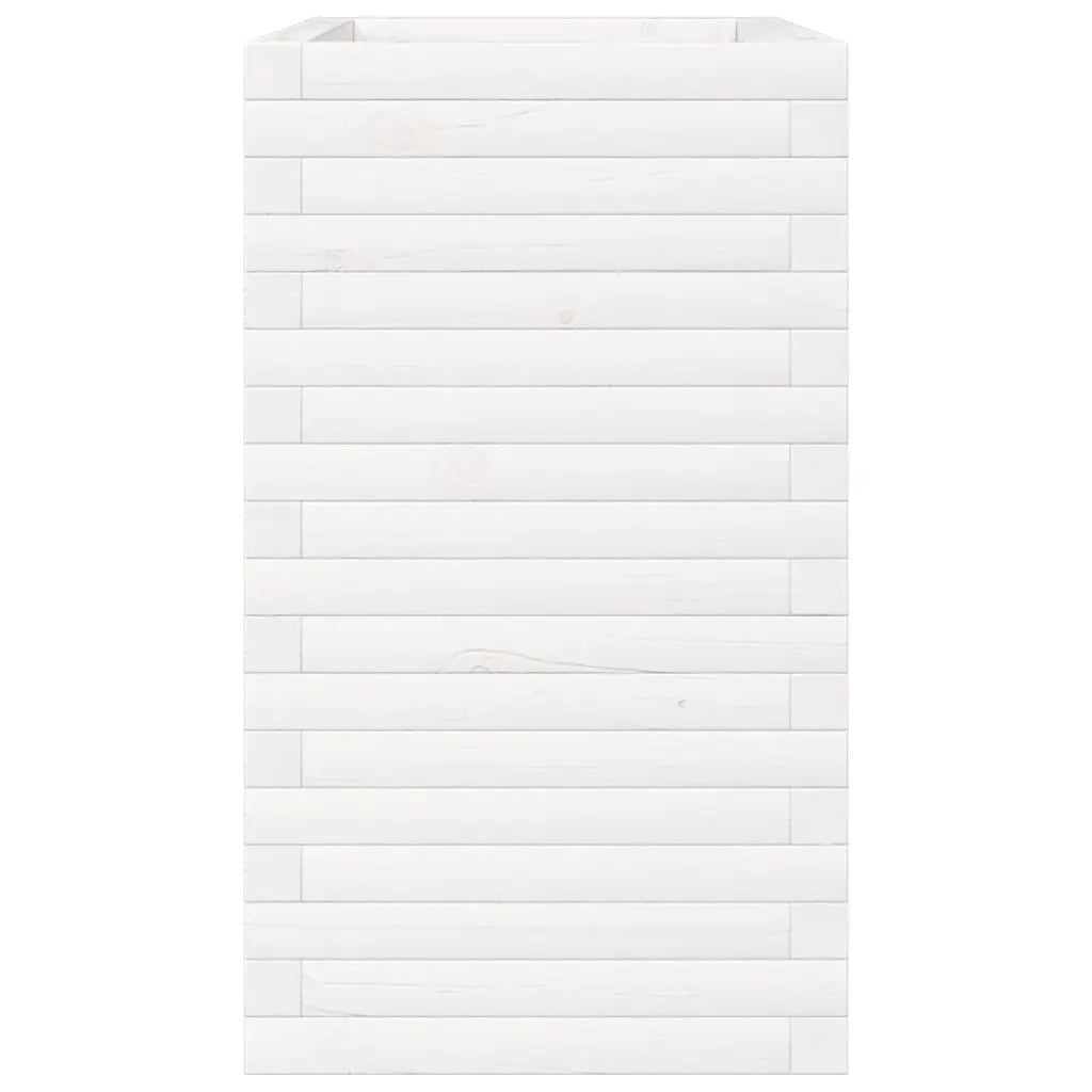 Fioriera da Giardino Bianca 70x40x68,5cm Legno Massello di Pino