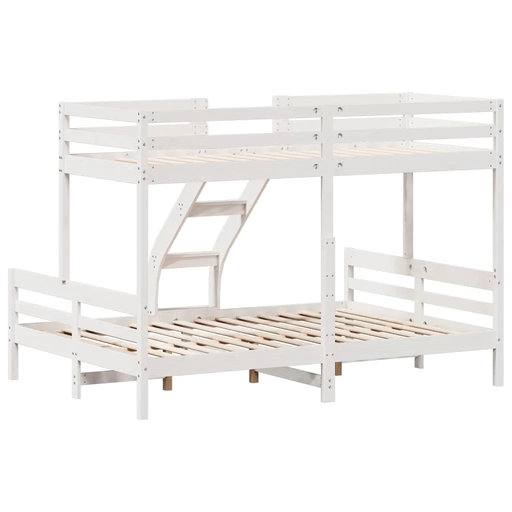 Letto a Castello 80x200/140x200cm Bianco Legno Massello di Pino 3207166