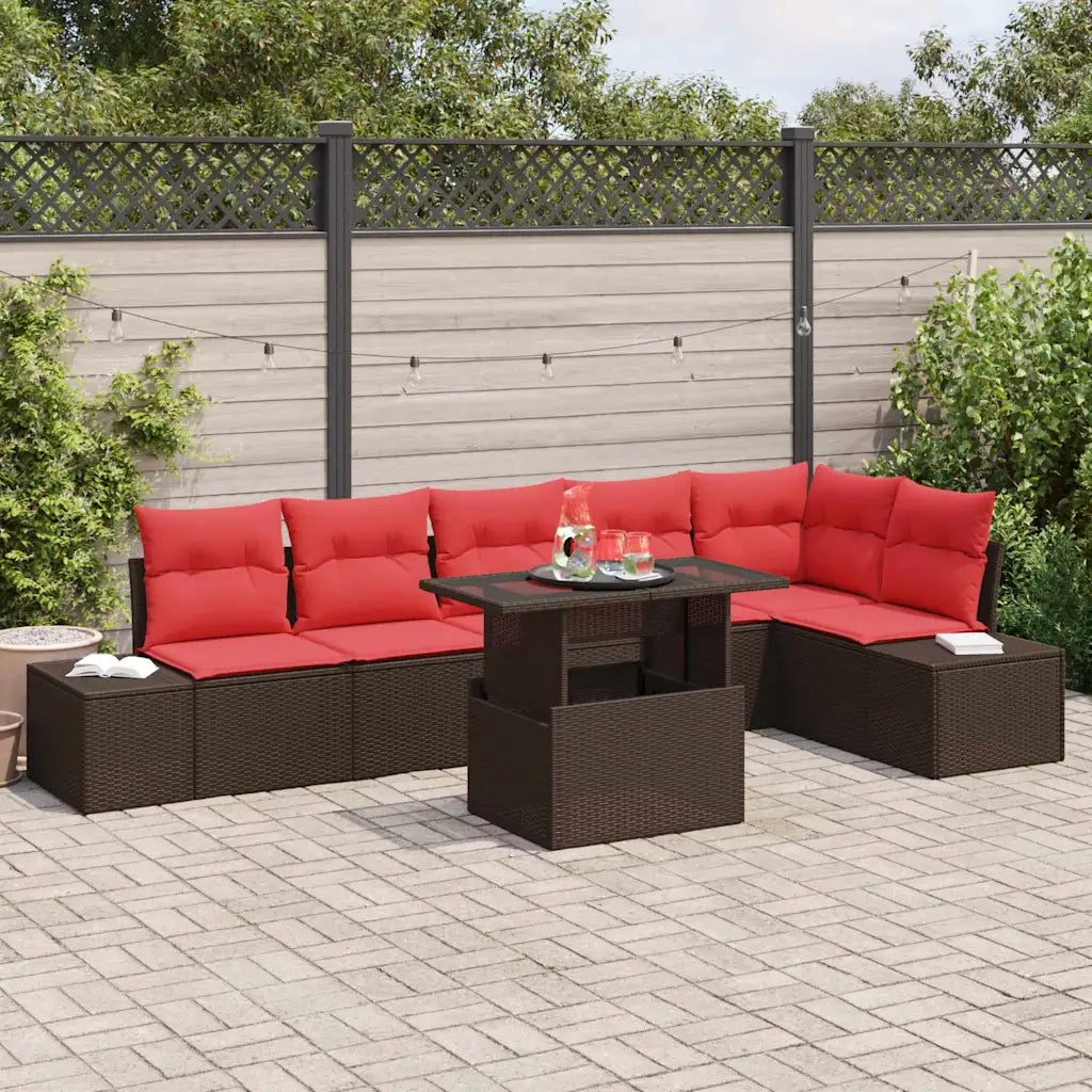Set Divano da Giardino 7 pz Marrone polyrattan 3357937