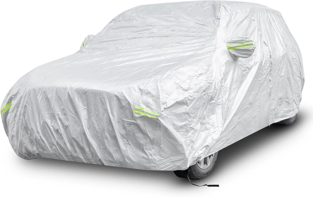 Copertura Auto con Porta a Zip, Serratura, Copertura per Auto con Strisce Riflettenti, Copertura Universale per Esterni per Auto (516 X 191 X 164 cm)