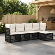 Set Divano da Giardino 5 pz Nero polyrattan 3434203