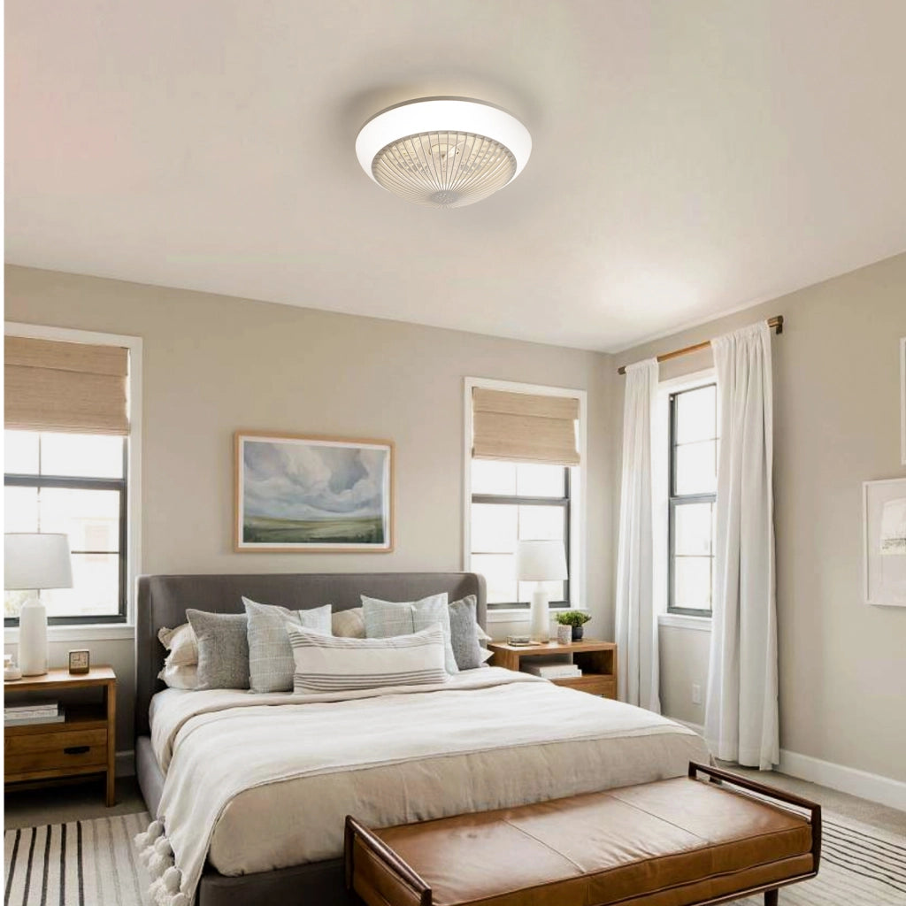 Ventilatore da soffitto con luce LED dimmerabile e RGB in ABS bianco