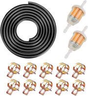 Kit di tubo benzina 1/4 pollice 2 m Ø 6 mm con 2 filtri benzina e 10 morsetti per tubi per auto e motocicli