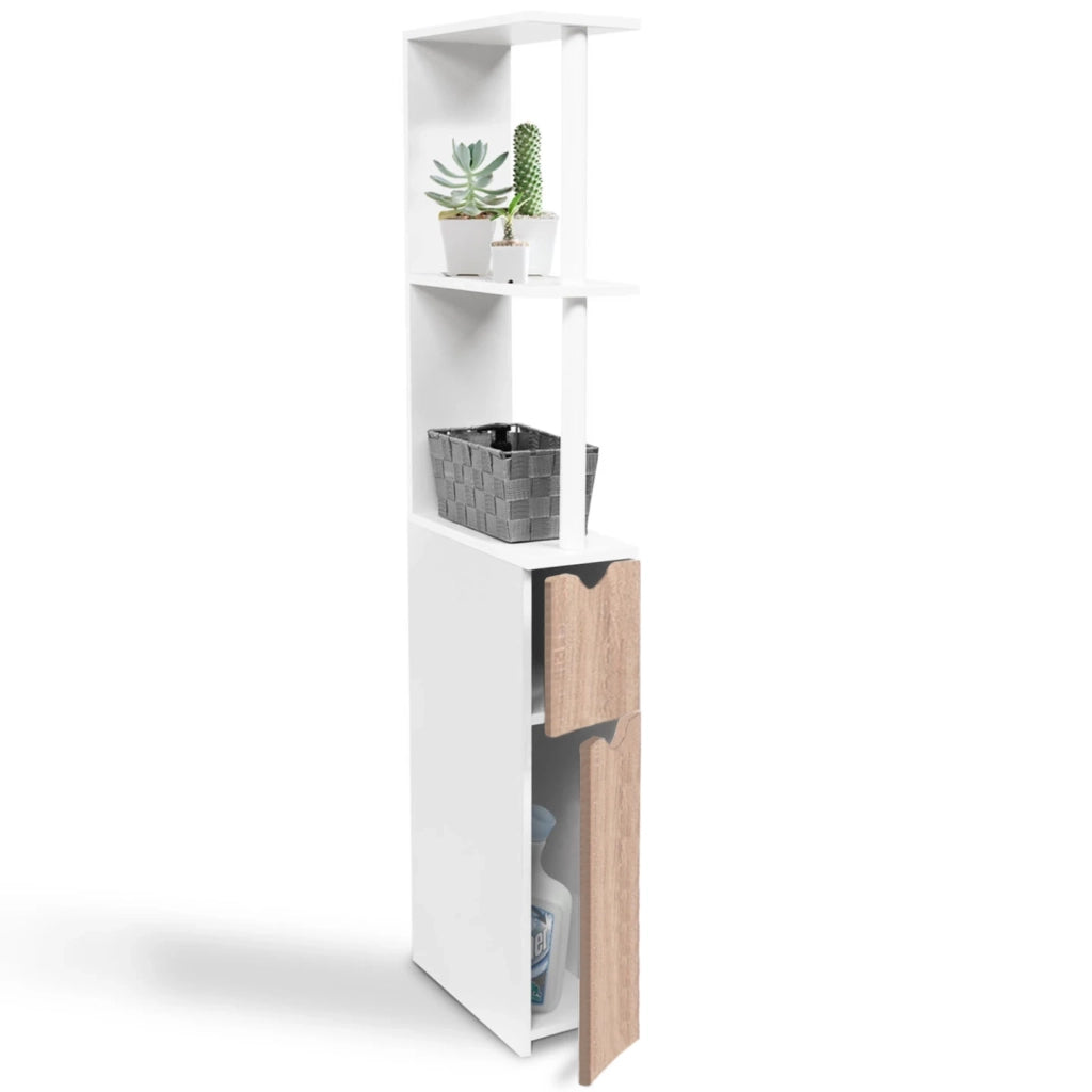 ProBache - Scaffalatura per toilette in legno bianco 2 ante faggio WILLY