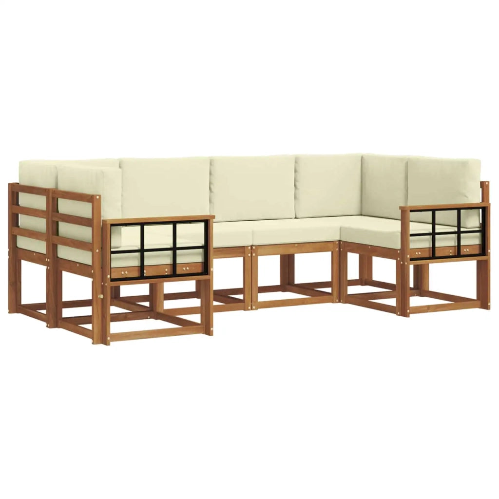 Set di divani da esterno con cuscino 6 pcs Naturale e Crema 3366893