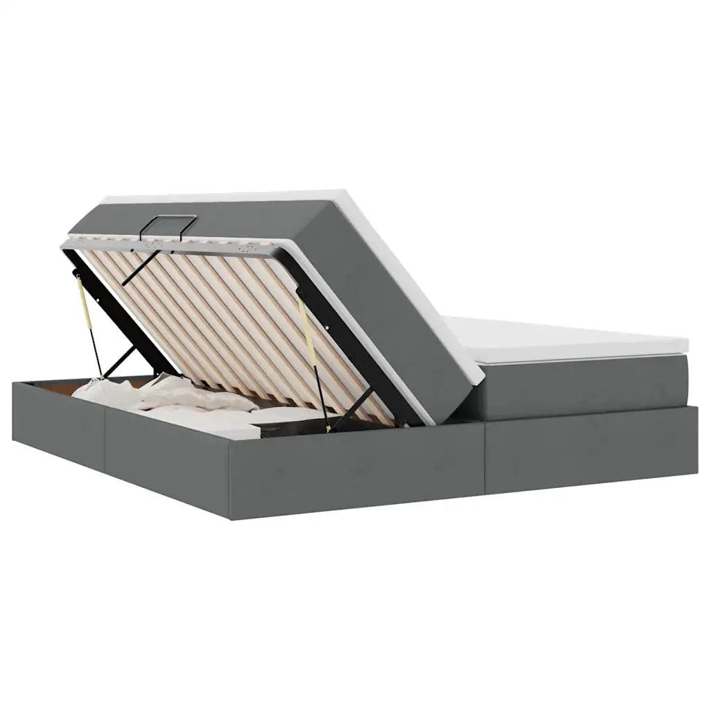 Letto con contenitore e materasso Grigio scuro 200 x 200 cm 3370356