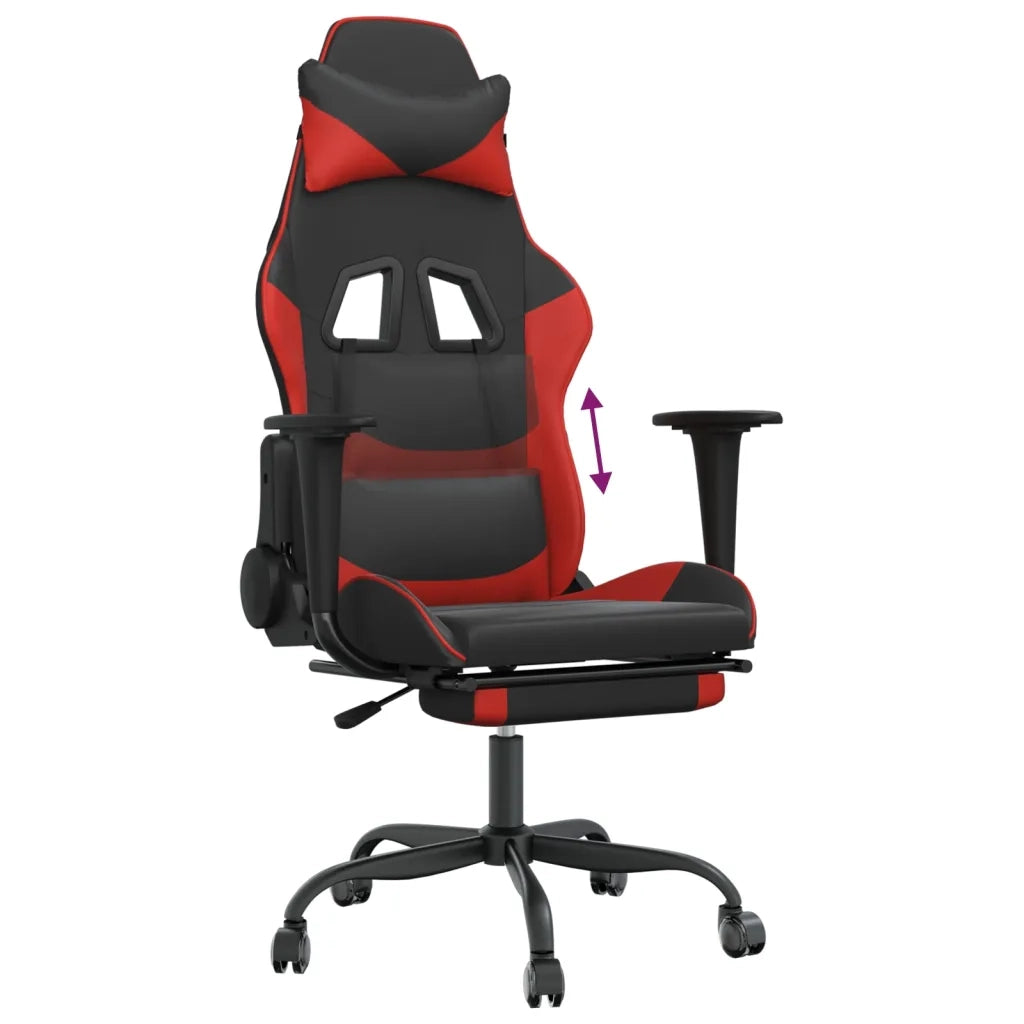 Sedia da Gaming | Sedia da e-sports con Poggiapiedi Nero e Rosso in Similpelle
