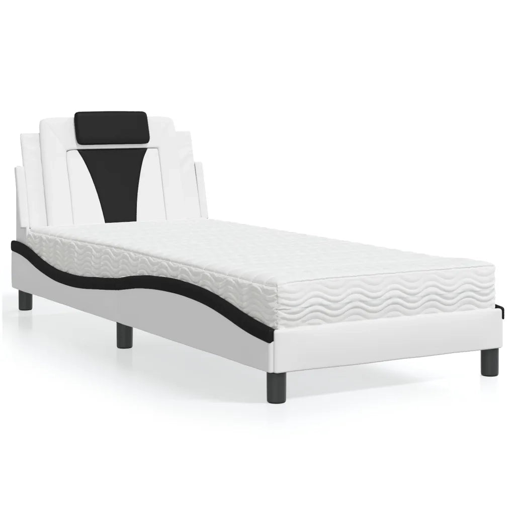 Letto Viana con Materasso Nero e Bianco 80x200 cm in Similpelle 3208760