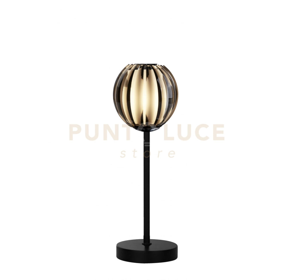 Lampada da tavolo Blossom - Metallo nero e paralume in acrilico fumé