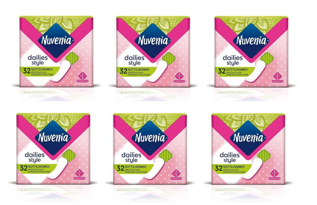 SET DA 6 NUVENIA PROTEGGI SLIP ULTRA SOTTILI IN CONFEZIONE DA 32 PEZZI CIASCUNA