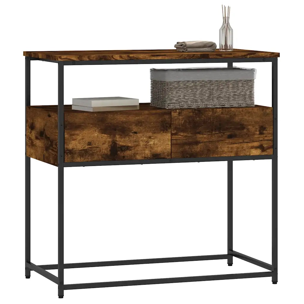 Tavolino Consolle-Tavolino da soggiorno-Tavolo Rovere Fumo 75x40x75 cm in Legno Multistrato
