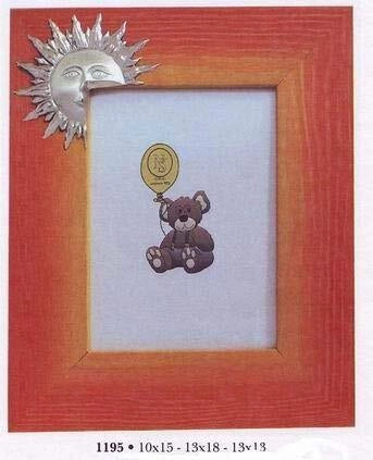 No brand Portafoto Argento 925 Sole 13 x 18 cm sestini Cornice Legno con Sole Argento