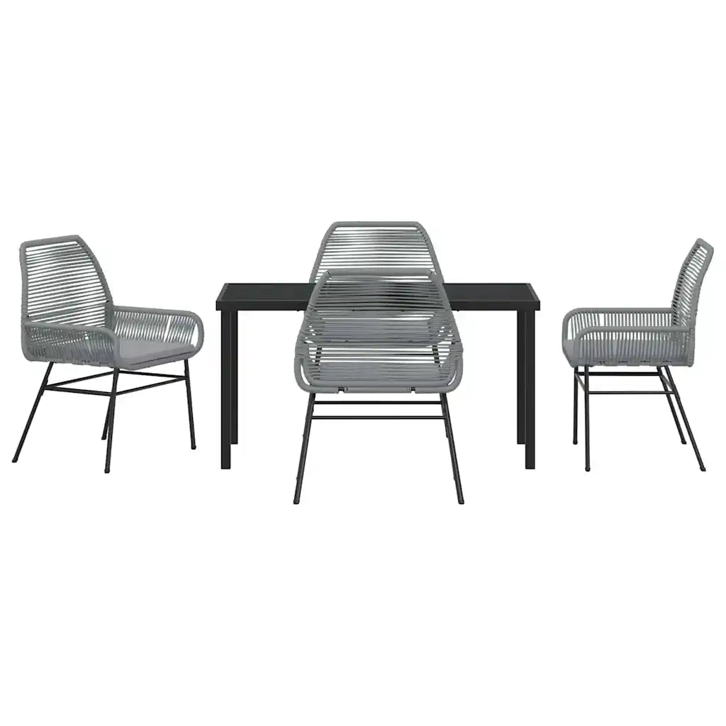 Set da Pranzo per Giardino con cuscino 5 pcs Grigio polyrattan 3380885