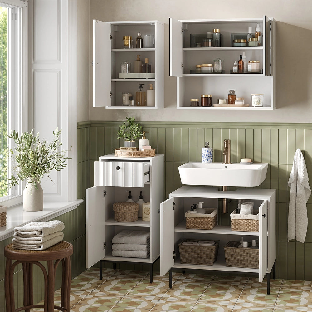 Vicco Set di mobili da bagno Ondulazione bianca 4 parti