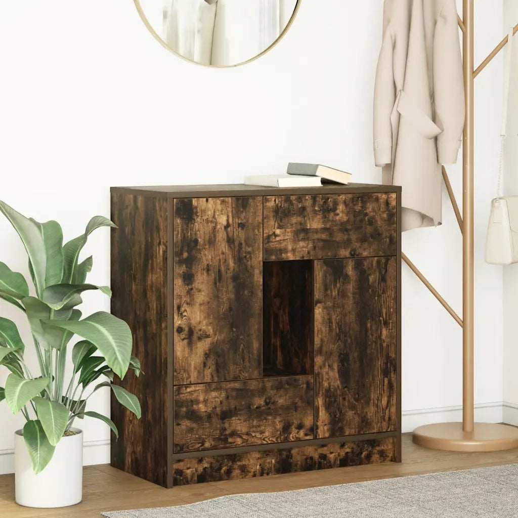 Credenza con Cassetti e Ante Rovere Fumo 70,5x34x74,5 cm 861845